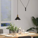 vidaXL Závesná lampa s nastaviteľnou výškou E27 lesklá čierna Ø 22 cm kovová – Obrázok 4