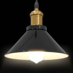 vidaXL Závesná lampa s nastaviteľnou výškou E27 lesklá čierna Ø 22 cm kovová – Obrázok 6