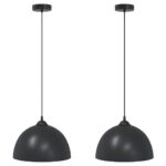 vidaXL Závesné lampy 2 ks, výškovo nastaviteľné, E27, čierne, Ø 30 cm, kovové – Obrázok 2