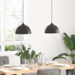 vidaXL Závesné lampy 2 ks, výškovo nastaviteľné, E27, čierne, Ø 30 cm, kovové – Obrázok 3