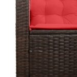 vidaXL Záhradná súprava gaučov 2 pcs Hnedá a červená polyratan – Obrázok 9