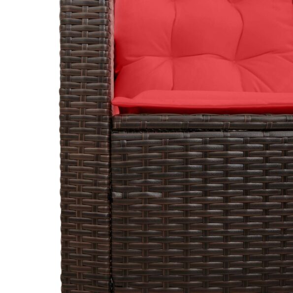 vidaXL Záhradná súprava gaučov 2 pcs Hnedá a červená polyratan – Obrázok 9
