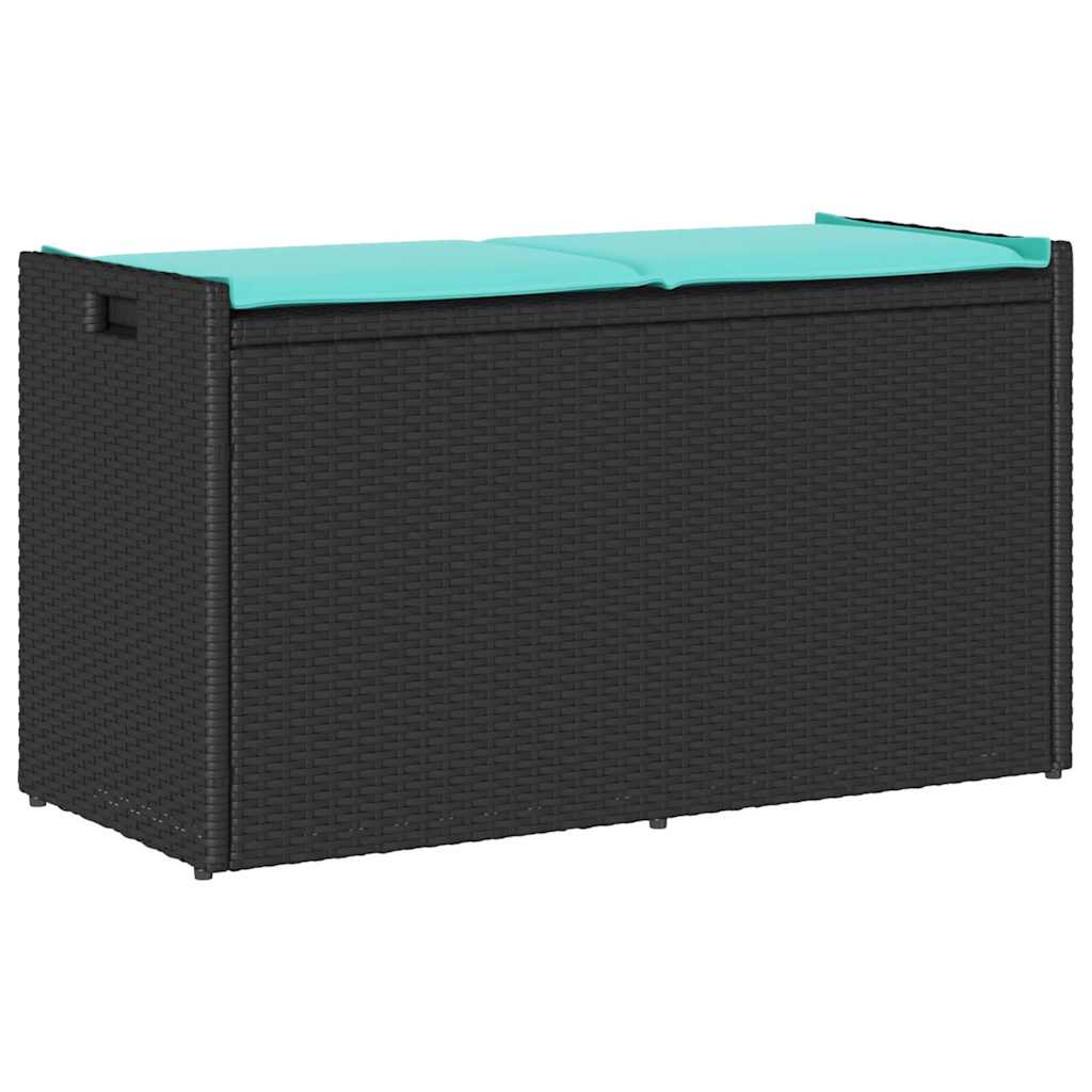4104068_1.jpg vidaXL Vonkajšia úložná lavica s vankúšom čierna 100 cm polyratan – Obrázok 1