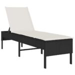 vidaXL Záhradné ležadlo s vankúšom čierne 55x200x44 cm polyratan – Obrázok 2