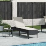 vidaXL Záhradné ležadlo s vankúšom čierne 55x200x44 cm polyratan – Obrázok 3