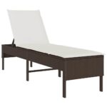 vidaXL Záhradné ležadlo s vankúšom hnedé 55x200x44 cm polyratan – Obrázok 2
