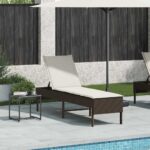 vidaXL Záhradné ležadlo s vankúšom hnedé 55x200x44 cm polyratan – Obrázok 3