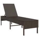 vidaXL Záhradné ležadlo s vankúšom hnedé 55x200x44 cm polyratan – Obrázok 4