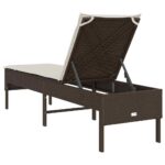 vidaXL Záhradné ležadlo s vankúšom hnedé 55x200x44 cm polyratan – Obrázok 7