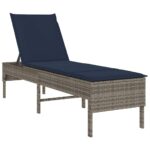 vidaXL Záhradné ležadlo s vankúšom, sivé 55x200x44 cm, polyratan – Obrázok 2