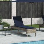 vidaXL Záhradné ležadlo s vankúšom, sivé 55x200x44 cm, polyratan – Obrázok 3
