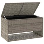 vidaXL Záhradná krabica na vankúše, sivá 100x55x55,5 cm, polyratan – Obrázok 3