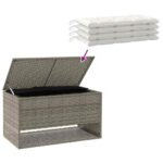 vidaXL Záhradná krabica na vankúše, sivá 100x55x55,5 cm, polyratan – Obrázok 7