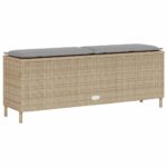 vidaXL Záhradná lavica s vankúšom béžová 110x30x40,5 cm polyratan – Obrázok 6