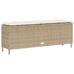 vidaXL Záhradná lavica s vankúšom béžová 110x30x40,5 cm polyratan – Obrázok 6
