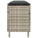 vidaXL Záhradná lavica s vankúšom, svetlosivá 110x30x40,5 cm, polyratan – Obrázok 5