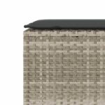 vidaXL Záhradná lavica s vankúšom, svetlosivá 110x30x40,5 cm, polyratan – Obrázok 7