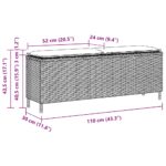 vidaXL Záhradná lavica s vankúšom, svetlosivá 110x30x40,5 cm, polyratan – Obrázok 8