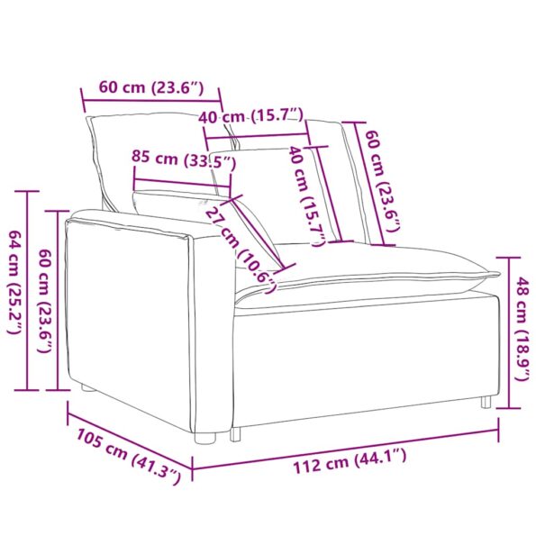 vidaXL Modulová opierka na ruky s vankúšmi, tmavosivá, 100 cm – Obrázok 10