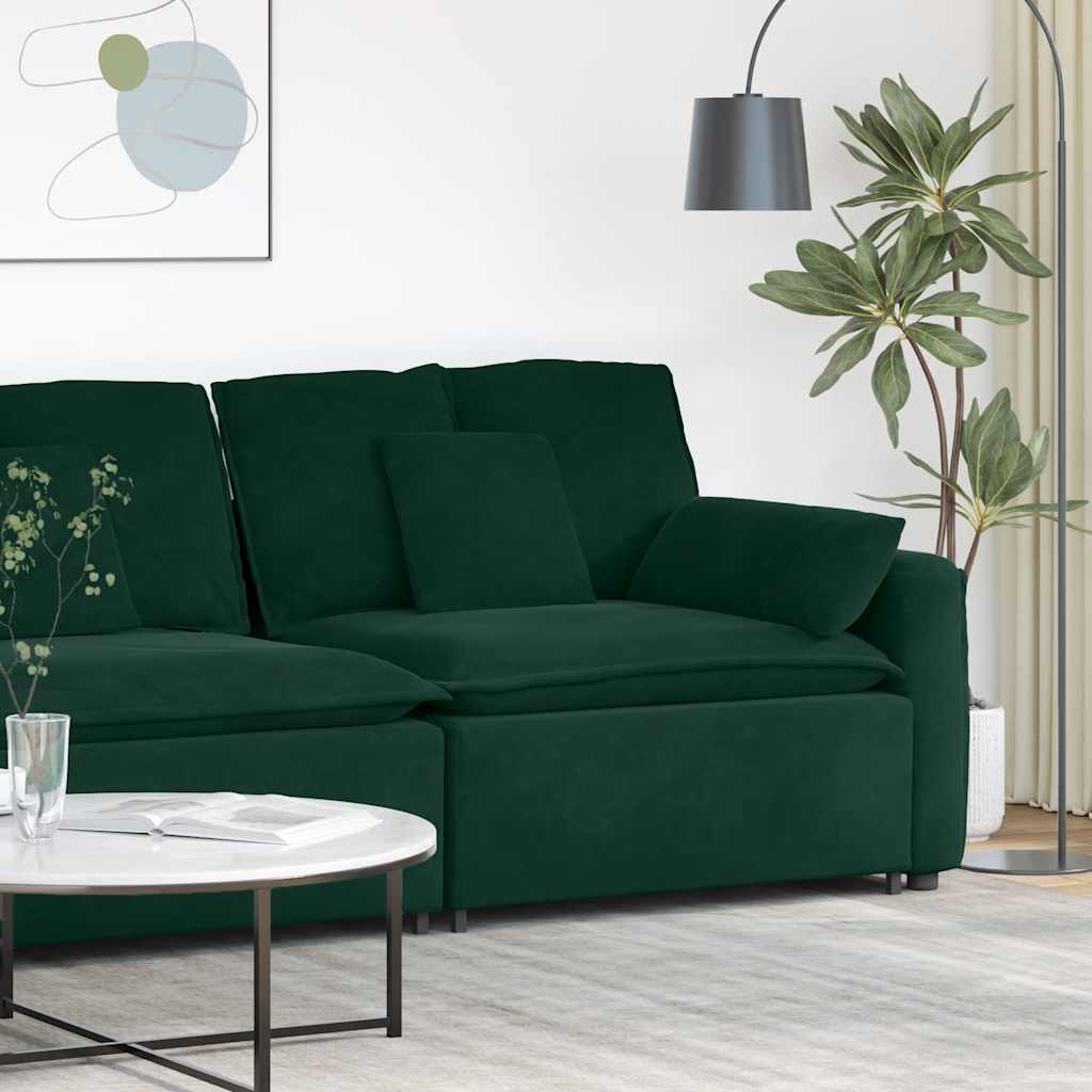 4104401_1.jpg vidaXL Modulárna opierka na ruky s vankúšmi, tmavozelená, 100 cm – Obrázok 1