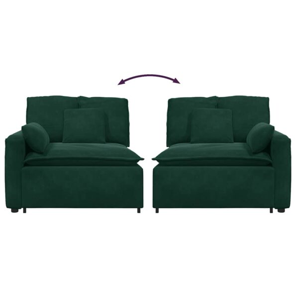 vidaXL Modulárna opierka na ruky s vankúšmi, tmavozelená, 100 cm – Obrázok 6