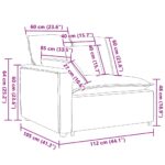 vidaXL Modulová opierka na ruky s vankúšmi, tmavosivá, 100 cm – Obrázok 10
