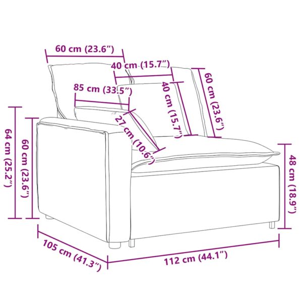 vidaXL Modulová opierka na ruky s vankúšmi, tmavosivá, 100 cm – Obrázok 10