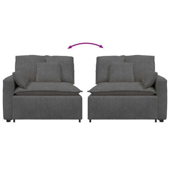 vidaXL Modulová opierka na ruky s vankúšmi, tmavosivá, 100 cm – Obrázok 6