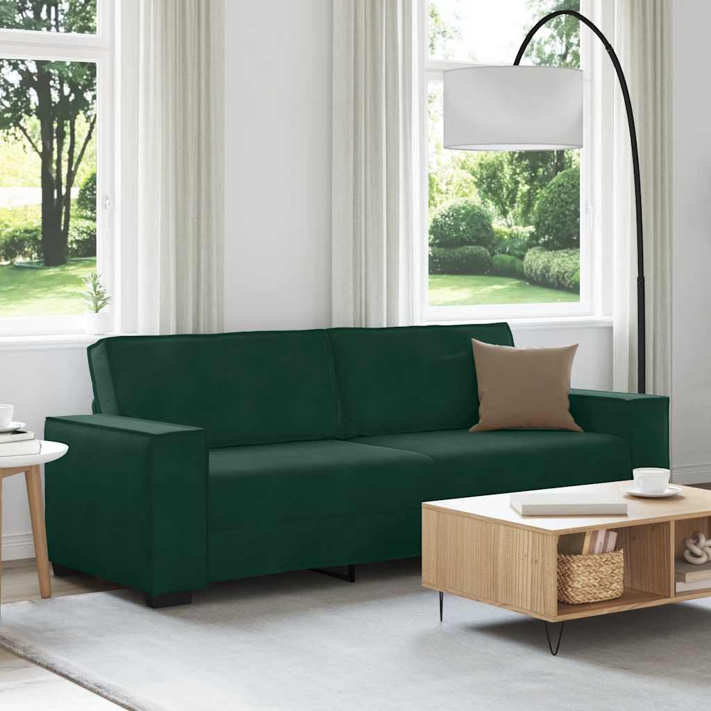 4105032_1.jpg vidaXL 3-miestna pohovka, tmavozelená 220x78x84 cm, zamat – Obrázok 1