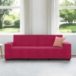 vidaXL 3-miestna pohovka, vínovo červená 220x78x84 cm, zamat – Obrázok 3
