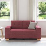 vidaXL Dvojpohovka, vínovo červená 160x77x82 cm, látka – Obrázok 3