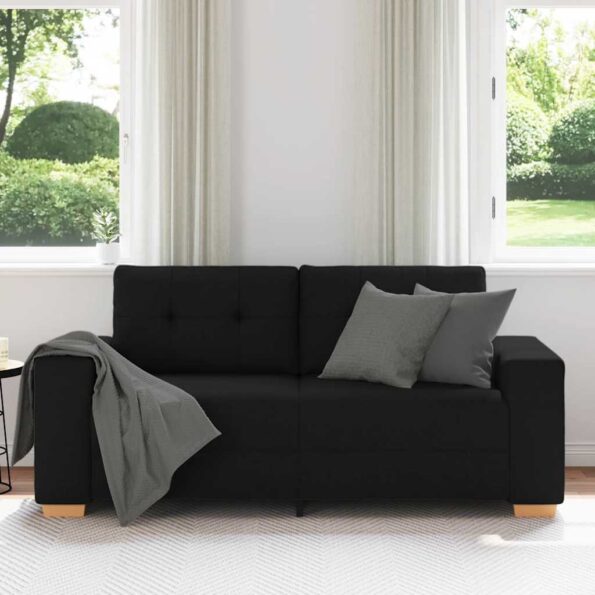 vidaXL Dvojpohovka, čierna 180x77x82 cm, látka – Obrázok 3