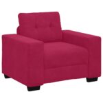 vidaXL Rozkladacia pohovka, vínovo červená 100x78x80 cm, zamat – Obrázok 2