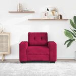 vidaXL Rozkladacia pohovka, vínovo červená 100x78x80 cm, zamat – Obrázok 3