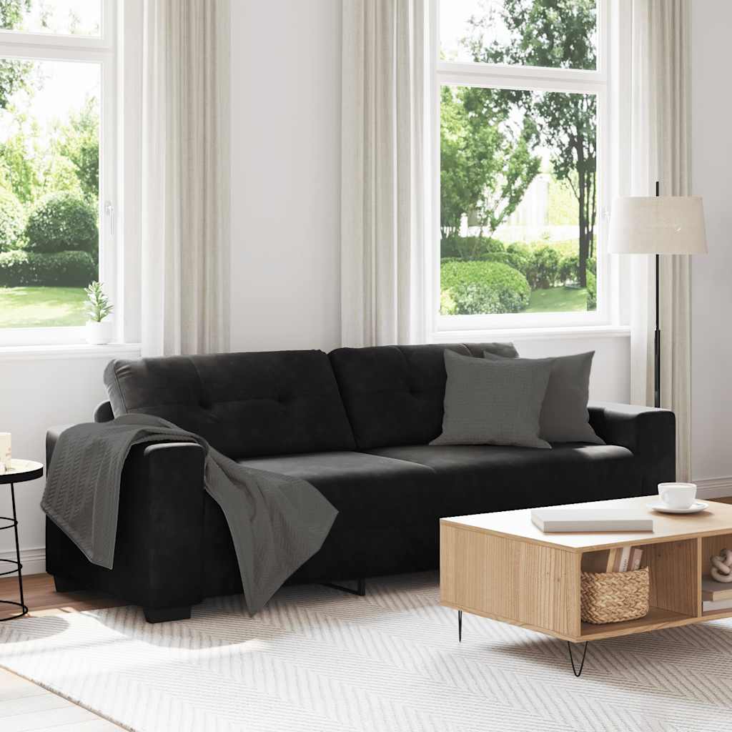 4105139_1.jpg vidaXL 3-miestna pohovka, čierna 220x78x80 cm, zamat – Obrázok 1