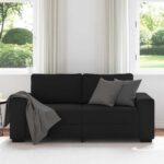 vidaXL 2-miestna pohovka, čierna 180x77x82 cm, látka – Obrázok 3