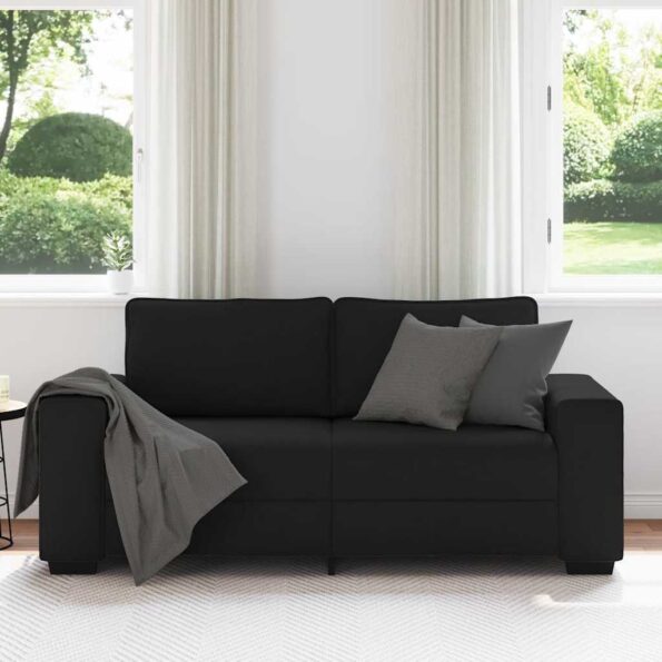 vidaXL 2-miestna pohovka, čierna 180x77x82 cm, látka – Obrázok 3