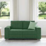vidaXL Dvojpohovka, tmavozelená 160x77x82 cm, manšestrová látka – Obrázok 3