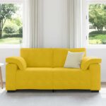 vidaXL Dvojpohovka žltá 180x77x82 cm zamatová – Obrázok 3