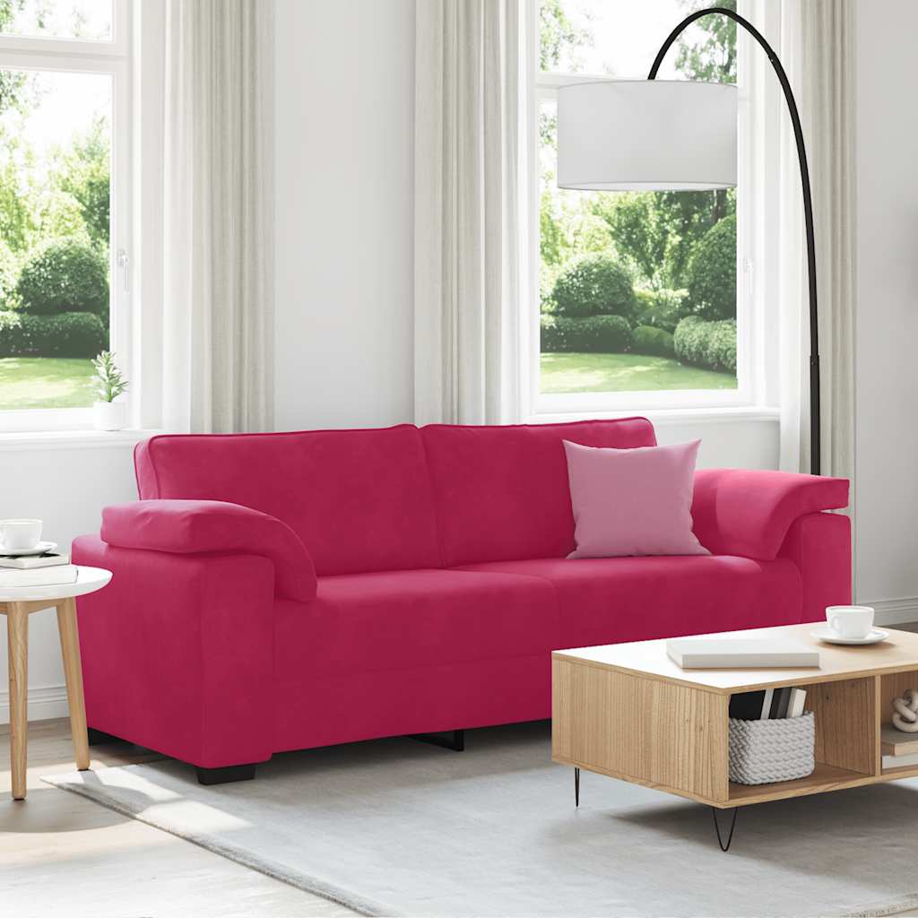4105281_1.jpg vidaXL 3-miestna pohovka, vínovo červená 220x77x82 cm, zamat – Obrázok 1