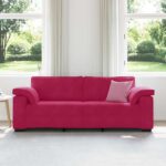 vidaXL 3-miestna pohovka, vínovo červená 220x77x82 cm, zamat – Obrázok 3