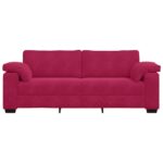 vidaXL 3-miestna pohovka, vínovo červená 220x77x82 cm, zamat – Obrázok 4