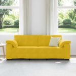 vidaXL 3-miestna pohovka, žltá 220x77x82 cm, zamat – Obrázok 3