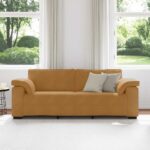 vidaXL 3-miestna pohovka hnedá 220x77x82 cm zamatová – Obrázok 3