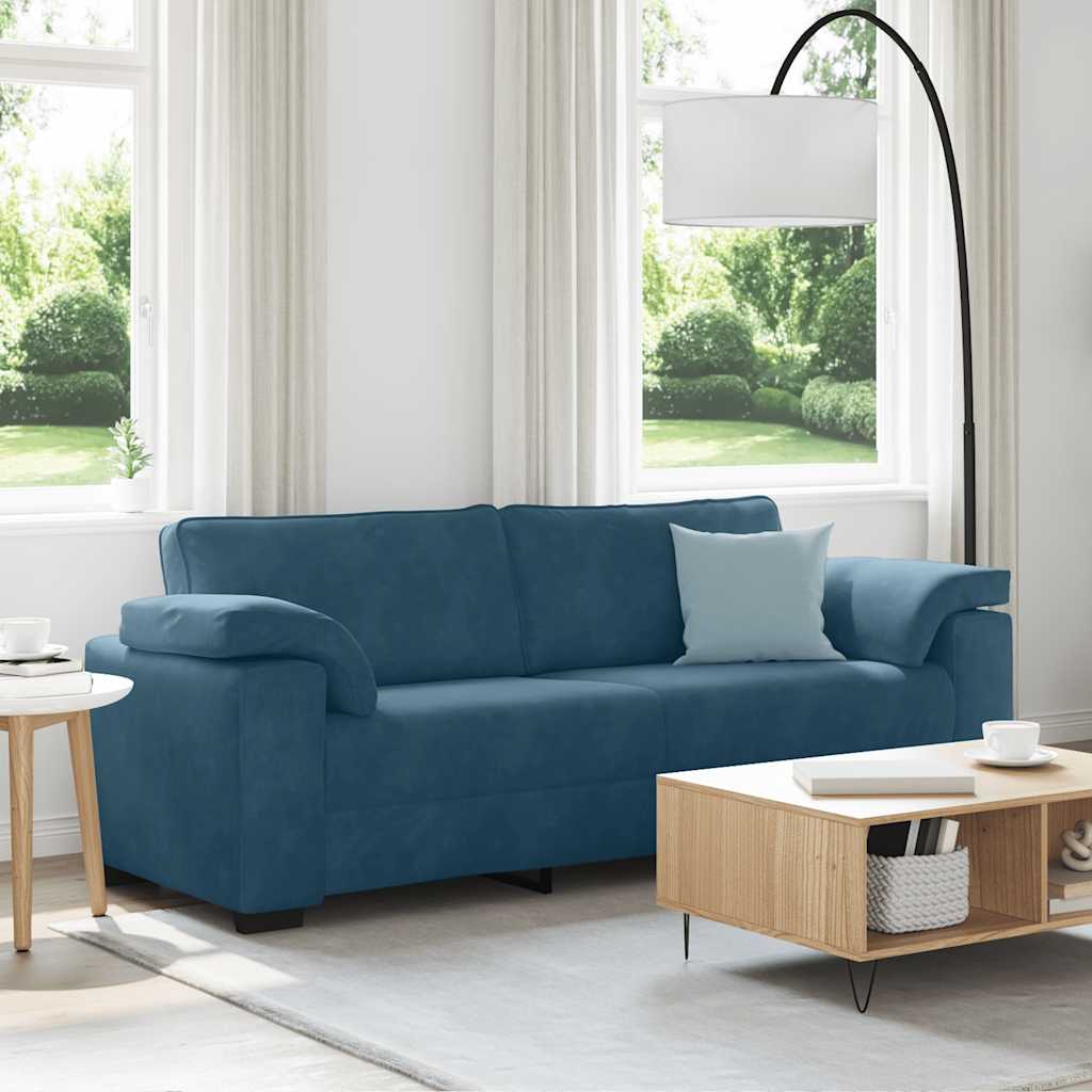 4105286_1.jpg vidaXL 3-miestna pohovka modrá 220x77x82 cm zamatová – Obrázok 1