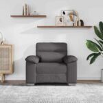 vidaXL Rozkladacia pohovka, sivá 100x81x84 cm, umelá koža – Obrázok 3