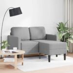 vidaXL 2-miestna pohovka s ležadlom v tvare L, svetlosivá, 125 cm, látková – Obrázok 2