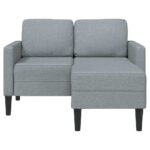 vidaXL 2-miestna pohovka s ležadlom v tvare L, svetlosivá, 125 cm, látková – Obrázok 3