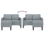 vidaXL 2-miestna pohovka s ležadlom v tvare L, svetlosivá, 125 cm, látková – Obrázok 6