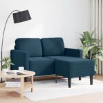 vidaXL 2-miestna pohovka s ležadlom v tvare L, modrá 125 cm, zamat – Obrázok 2